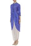 Nupur Kanoi_Blue Satin Bandhani Kurta With Dhoti Pant_Online_at_Aza_Fashions