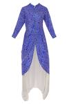 Buy_Nupur Kanoi_Blue Satin Bandhani Kurta With Dhoti Pant_Online_at_Aza_Fashions