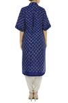 Shop_Nupur Kanoi_Blue Satin Bandhani Kurta With Dhoti Pants_at_Aza_Fashions