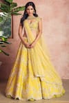 Buy_Anushree Reddy_Yellow Organza Embroidered Lehenga Set_at_Aza_Fashions