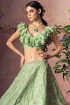 Shop_Anushree Reddy_Green Organza Ruffle Blouse With Embroidered Lehenga_at_Aza_Fashions