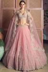 Buy_Anushree Reddy_Pink Net Embroidered Lehenga Set_at_Aza_Fashions