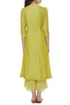 Shop_Desert Shine by Sulochana Jangir_Yellow Cotton Georgette Round Embroidered Kurta Set  _at_Aza_Fashions