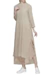 Buy_Urvashi Kaur_Beige Organic Cotton Shibori Dye Round Neck Tunic  _at_Aza_Fashions