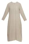 Buy_Urvashi Kaur_Beige Organic Cotton Shibori Dye Round Neck Tunic  _Online_at_Aza_Fashions