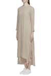 Shop_Urvashi Kaur_Beige Organic Cotton Shibori Dye Round Neck Tunic  _Online_at_Aza_Fashions