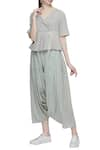 Buy_Urvashi Kaur_Green Organic Cotton Shibori Dye Cowl Draped Pants  _at_Aza_Fashions