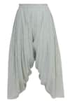 Shop_Urvashi Kaur_Green Organic Cotton Shibori Dye Cowl Draped Pants  _at_Aza_Fashions