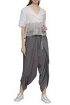 Buy_Urvashi Kaur_Grey Organic Cotton Front Zipper Dhoti Pants  _at_Aza_Fashions