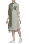 Buy_Urvashi Kaur_Green Linen Paneled Tunic _at_Aza_Fashions