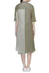 Shop_Urvashi Kaur_Green Linen Paneled Tunic _at_Aza_Fashions