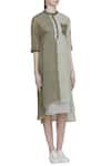 Urvashi Kaur_Green Linen Paneled Tunic _Online_at_Aza_Fashions