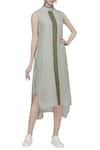 Buy_Urvashi Kaur_Green Linen High Low Tunic  _at_Aza_Fashions