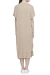 Shop_Urvashi Kaur_Beige Viscose Cotton Round Neck High Low Tunic  _at_Aza_Fashions