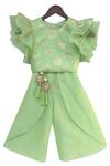 Buy_Fayon Kids_Green Top Foil Print With Pants _at_Aza_Fashions