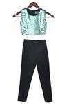 Fayon Kids Black Blouse Sequin Embroidery Top With Pant And Shrug Online at Aza Fashions Fayon Kids_Black Blouse Sequin Embroidery Top With Pant And Shrug _Online_at_Aza_Fashions