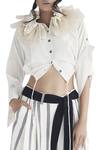 Chola_White Cotton Crop Shirt_Online_at_Aza_Fashions