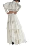 Shop_Chola_White Cotton Layered Shirt With Tiered Skirt_at_Aza_Fashions