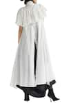 Shop_Chola_White Asymmetric Ruffle Cotton Shirt_at_Aza_Fashions