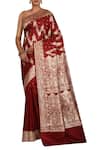 Buy_Nazaakat by Samara Singh_Maroon Banarasi Silk Pure Saree_at_Aza_Fashions