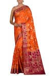 Buy_Nazaakat by Samara Singh_Orange Banarasi Silk Pure Saree_at_Aza_Fashions