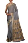 Buy_Nazaakat by Samara Singh_Grey Banarasi Cotton Georgette Silk Pure Saree_at_Aza_Fashions