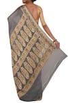 Shop_Nazaakat by Samara Singh_Grey Banarasi Cotton Georgette Silk Pure Saree_at_Aza_Fashions