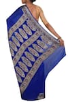 Shop_Nazaakat by Samara Singh_Blue Banarasi Cotton Georgette Silk Pure Saree_at_Aza_Fashions