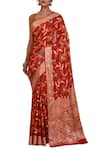 Buy_Nazaakat by Samara Singh_Red Banarasi Cotton Georgette Silk Pure Saree_at_Aza_Fashions