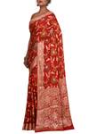 Shop_Nazaakat by Samara Singh_Red Banarasi Cotton Georgette Silk Pure Saree_at_Aza_Fashions