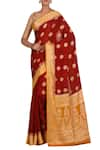 Buy_Nazaakat by Samara Singh_Red Banarasi Cotton Georgette Silk Pure Saree_at_Aza_Fashions