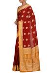 Shop_Nazaakat by Samara Singh_Red Banarasi Cotton Georgette Silk Pure Saree_at_Aza_Fashions