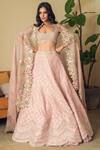 Buy_Anushree Reddy_Pink Organza Embroidered Lehenga Set_at_Aza_Fashions