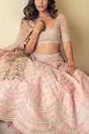 Shop_Anushree Reddy_Pink Organza Embroidered Lehenga Set_at_Aza_Fashions