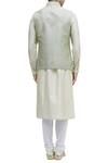 Shop_Vanshik_Green Matka Silk Embroidered Nehru Jacket And Kurta Set _at_Aza_Fashions