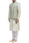 Vanshik_Green Matka Silk Embroidered Nehru Jacket And Kurta Set _Online_at_Aza_Fashions