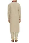 Shop_Ekam By Manish_Beige Cotton Mandarin Collar Kurta Set  _at_Aza_Fashions