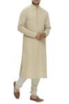 Buy_Ekam By Manish_Beige Cotton Mandarin Collar Kurta Set  _at_Aza_Fashions