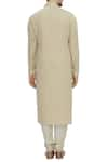 Shop_Ekam By Manish_Beige Cotton Mandarin Collar Kurta Set  _at_Aza_Fashions