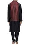 Shop_Ekam By Manish_Red Silk Shibori Bundi Jacket _at_Aza_Fashions