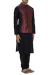 Ekam By Manish_Red Silk Shibori Bundi Jacket _Online_at_Aza_Fashions