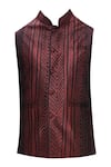 Buy_Ekam By Manish_Red Silk Shibori Bundi Jacket _Online_at_Aza_Fashions