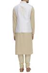Shop_Ekam By Manish_Off White Raw Silk Floral Embroidered Bundi Jacket_at_Aza_Fashions