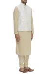 Ekam By Manish_Off White Raw Silk Floral Embroidered Bundi Jacket_Online_at_Aza_Fashions