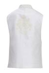 Shop_Ekam By Manish_Off White Raw Silk Floral Embroidered Bundi Jacket_Online_at_Aza_Fashions