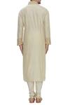 Shop_Ekam By Manish_Beige Cotton Silk Thread Embroidery Overlap Kurta Set_at_Aza_Fashions