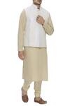 Buy_Ekam By Manish_White Raw Silk Embroidered Bundi Jacket_at_Aza_Fashions