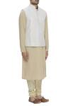 Ekam By Manish_White Raw Silk Embroidered Bundi Jacket_Online_at_Aza_Fashions