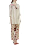 Neeta Bhargava_Off White Cotton Silk Mandarin Collar Embroidered Tunic _Online_at_Aza_Fashions