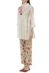 Buy_Neeta Bhargava_Off White Cotton Silk Mandarin Collar Embroidered Tunic _Online_at_Aza_Fashions